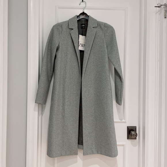 NWT ** Zara Long Coat, Open front, Side pockets - Picture 1 of 7